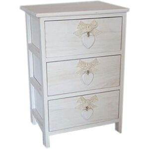 KING HOME Kompakte Weißwaschene Paulownia-Kommode - 3 Schubladen KING HOME Kompakte Weißwaschene Paulownia-Kommode - 3 Schubladen