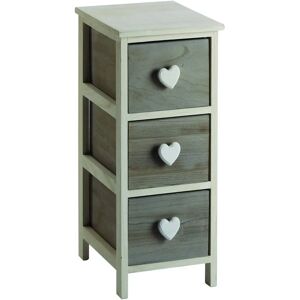 Cajonera de Madera King Home - 3 Cajones, Manijas en Forma de Corazón - 26x32x63cm Cajonera de Madera King Home - 3 Cajones, Manijas en Forma de Corazón - 26x32x63cm