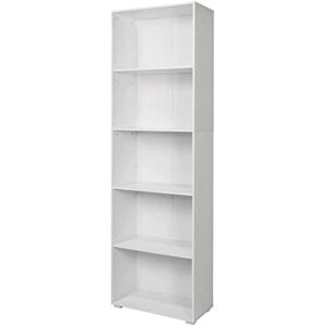 King Home Libreria Bianca - 5 Vani - MDF - Piedini Argento King Home Libreria Bianca - 5 Vani - MDF - Piedini Argento
