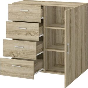 King Home Cassetiera - 4 Cassetti con Porta - Rovere King Home Cassetiera - 4 Cassetti con Porta - Rovere