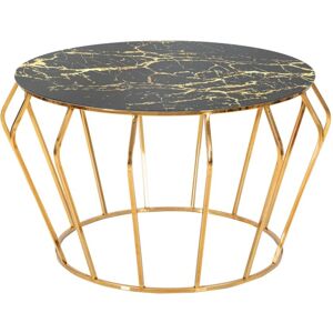Mauro Ferretti Masă de Cafea Aurie - Circulară cu Sticlă, 78cm Mauro Ferretti Masă de Cafea Aurie - Circulară cu Sticlă, 78cm