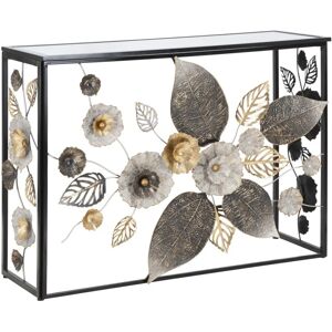 Console en métal noir Mauro Ferretti avec fleurs et plateau en verre - Console - Publicité Console en métal noir Mauro Ferretti avec fleurs et plateau en verre - Console - Publicité