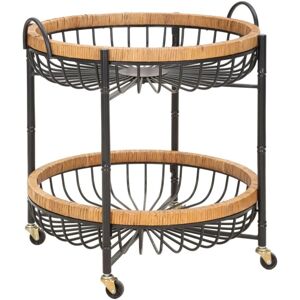 Cărucior cu dublu coș Mauro Ferretti - Metal și lemn - 57x55,5x62,5 cm Cărucior cu dublu coș Mauro Ferretti - Metal și lemn - 57x55,5x62,5 cm