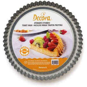 Decora Model 70030 - Ronde Staal Tartevorm met Golvend Rand - 24cm Decora Model 70030 - Ronde Staal Tartevorm met Golvend Rand - 24cm