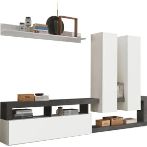 Vente-unique TV-Möbel - Weiß, Zement - 3 Türen Vente-unique TV-Möbel - Weiß, Zement - 3 Türen