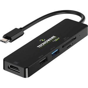Tecnoware FHUB17693 Laptop Docking Station - 5-in-1 USB-C Hub, 4K HDMI, SD Card Reader Tecnoware FHUB17693 Laptop Docking Station - 5-in-1 USB-C Hub, 4K HDMI, SD Card Reader