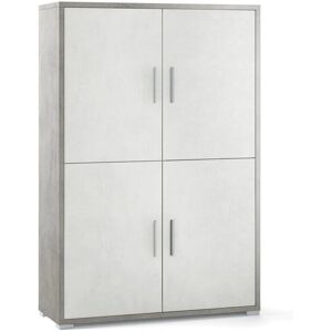Iperbriko Weißer Zement 4-Türiger Schrank - Aufbewahrungsmöbel Iperbriko Weißer Zement 4-Türiger Schrank - Aufbewahrungsmöbel
