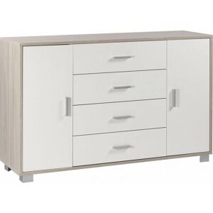 Credenza Bianco Olmo - 2 Ante, 4 Cassetti, 136x41x86 cm Credenza Bianco Olmo - 2 Ante, 4 Cassetti, 136x41x86 cm