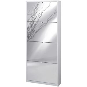 Zapatero Ash White 63x18x154 cm - Ahorro de espacio, 4 puertas espejadas Zapatero Ash White 63x18x154 cm - Ahorro de espacio, 4 puertas espejadas