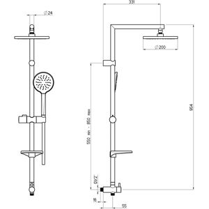 Sturotec Eco-Line - 6 l/min Duschsystem ohne Armatur, mit Kopfbrause Sturotec Eco-Line - 6 l/min Duschsystem ohne Armatur, mit Kopfbrause
