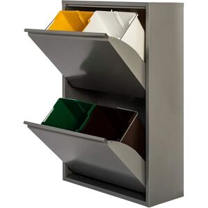 Jobgar Cubo de basura y reciclaje eco Recycling Metálico - 4 Compartimentos - Gris Jobgar Cubo de basura y reciclaje eco Recycling Metálico - 4 Compartimentos - Gris