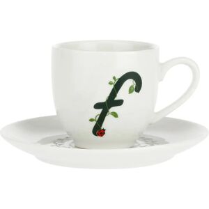 La Porcellana Bianca Kaffeetasse und Untertasse - Grünes Alphabet & Marienkäfer - 90ml La Porcellana Bianca Kaffeetasse und Untertasse - Grünes Alphabet & Marienkäfer - 90ml