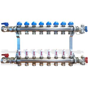 TIEMME - Collettore di distribuzione senza by pass 8 vie - 1 pollice - 8 vie - Distribution manifold TIEMME - Collettore di distribuzione senza by pass 8 vie - 1 pollice - 8 vie - Distribution manifold