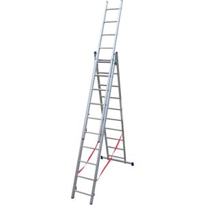 FACAL Aluminiumleiter - 3-teilig, Rutschfeste Stufen, Blau - Leiter FACAL Aluminiumleiter - 3-teilig, Rutschfeste Stufen, Blau - Leiter