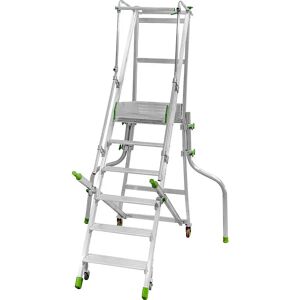 Escalera de aluminio plegable con plataforma - 6 peldaños, plata Escalera de aluminio plegable con plataforma - 6 peldaños, plata