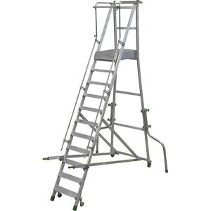 Escalera de plataforma móvil de aluminio KaiserKraft - 11 peldaños Escalera de plataforma móvil de aluminio KaiserKraft - 11 peldaños