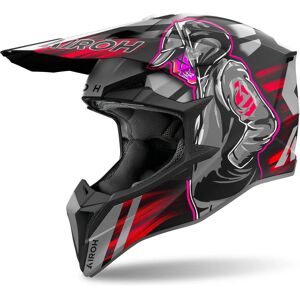 Casco de Motocross Airoh Wraaap Cyber - Negro Gris Rojo - 2XL Casco de Motocross Airoh Wraaap Cyber - Negro Gris Rojo - 2XL