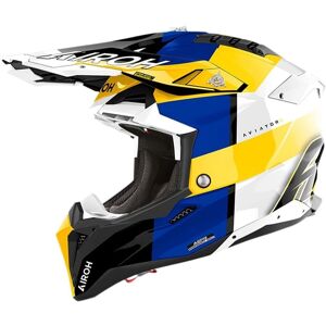 Airoh Aviator 3 Monarch Geel/Blauw Helm - Motorhelm Airoh Aviator 3 Monarch Geel/Blauw Helm - Motorhelm