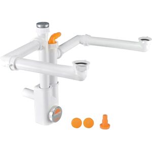 Lira S.P.A Space-saving Double Basin Sink Siphon - 1 1/2G - White Lira S.P.A Space-saving Double Basin Sink Siphon - 1 1/2G - White