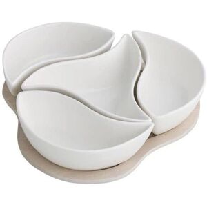 Set de servire Trifoil - Porțelan și bambus - 21x19.5x5 cm Set de servire Trifoil - Porțelan și bambus - 21x19.5x5 cm