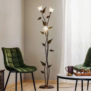 Onli Lighting Miranda 3 Light Multi Arm Floor Lamp - Antique Gold - Glass Shades Onli Lighting Miranda 3 Light Multi Arm Floor Lamp - Antique Gold - Glass Shades