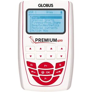Globus Premium 400 - Blanc - Microcourants, TENS & Sports - Électrostimulateur - Publicité Globus Premium 400 - Blanc - Microcourants, TENS & Sports - Électrostimulateur - Publicité
