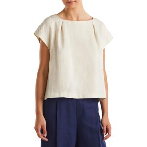 Benetton Model S Beige Short Sleeve Linen Blouse - Blouse Benetton Model S Beige Short Sleeve Linen Blouse - Blouse