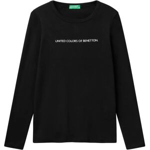 Benetton XXS Svart bomullslångärmad T-shirt - Kvinnor Benetton XXS Svart bomullslångärmad T-shirt - Kvinnor