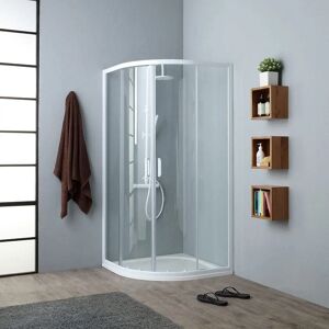 Kiamami Valentina - Cabine de Douche Semi-Circulaire à Cadre Blanc - Douche - Publicité Kiamami Valentina - Cabine de Douche Semi-Circulaire à Cadre Blanc - Douche - Publicité