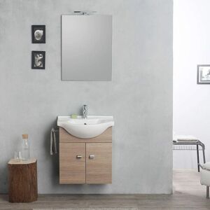Conjunto de Baño Suspendido en Roble Natural de Kiamami Valentina - Lavabo de Cerámica, Espejo con LED Conjunto de Baño Suspendido en Roble Natural de Kiamami Valentina - Lavabo de Cerámica, Espejo con LED