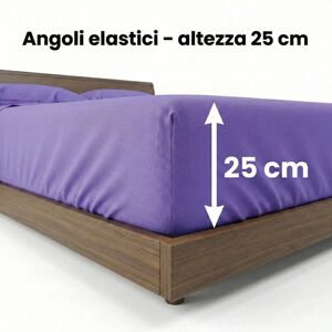 TEX FAMILY - Completo lenzuolo - Lilla - 100% cotone - Completo lenzuolo TEX FAMILY - Completo lenzuolo - Lilla - 100% cotone - Completo lenzuolo