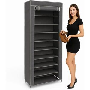 Organisateur de chaussures Bakaji - 10 étagères, Gris - Rangement à chaussures - Publicité Organisateur de chaussures Bakaji - 10 étagères, Gris - Rangement à chaussures - Publicité