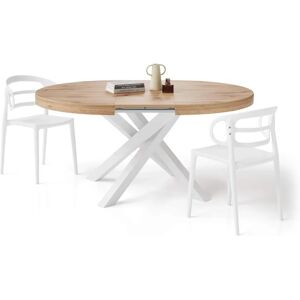 Mobili Fiver Emma Table Ronde Extensible - Bois Rustique - 120-160cm - Publicité Mobili Fiver Emma Table Ronde Extensible - Bois Rustique - 120-160cm - Publicité
