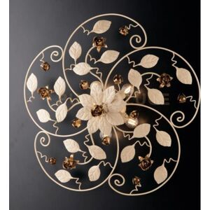 Lampada da Soffitto Iperbriko in Avorio con Decorazione Dorata - 5 Luci - 22cm x 65cm Lampada da Soffitto Iperbriko in Avorio con Decorazione Dorata - 5 Luci - 22cm x 65cm