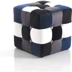 OresteLuchetta Liam Blau Patchwork Poef - Pouf OresteLuchetta Liam Blau Patchwork Poef - Pouf