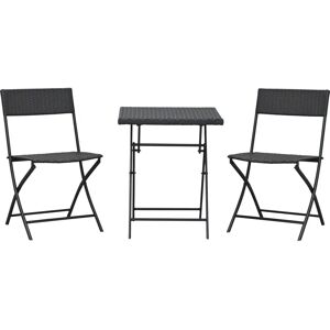 Set da giardino Outsunny in rattan - 3 pezzi pieghevoli Set da giardino Outsunny in rattan - 3 pezzi pieghevoli