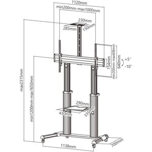 Techly ICA-TR24 Silber TV-Schrank - Unterstützung für 60-100'' Fernseher Techly ICA-TR24 Silber TV-Schrank - Unterstützung für 60-100'' Fernseher
