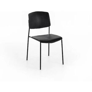 HOMEMANIA Juego de 4 Sillas Mars - Sillas de comedor de plástico negro HOMEMANIA Juego de 4 Sillas Mars - Sillas de comedor de plástico negro