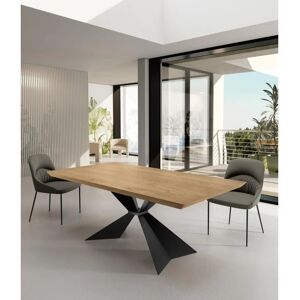 Tavolo Fisso in Rovere Naturale e Metallo Nero - 90x160x76cm Tavolo Fisso in Rovere Naturale e Metallo Nero - 90x160x76cm