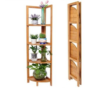 Libreria Angolare in Bambù Bakaji - 4 Ripiani - Risparmio Spazio Libreria Angolare in Bambù Bakaji - 4 Ripiani - Risparmio Spazio