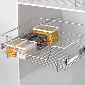 Bakaji Chrome 60cm Telescopic Kitchen Drawer - Space-saving Organizer Bakaji Chrome 60cm Telescopic Kitchen Drawer - Space-saving Organizer