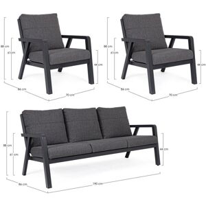 Conjunto de sofá de jardín Truman - Aluminio, Cojines, 5 Plazas Conjunto de sofá de jardín Truman - Aluminio, Cojines, 5 Plazas