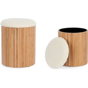 BIZZOTTO - Puf Neda pentru interior, MDF și lemn stratificat, set de 2 BIZZOTTO - Puf Neda pentru interior, MDF și lemn stratificat, set de 2