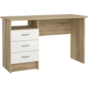 DMORA Bureau Linéaire en Chêne Blanc et Chêne - 120x72x48cm - Publicité DMORA Bureau Linéaire en Chêne Blanc et Chêne - 120x72x48cm - Publicité