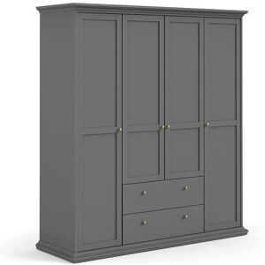 DMORA Armario Gris - 4 Puertas, 2 Cajones, Estilo Clásico DMORA Armario Gris - 4 Puertas, 2 Cajones, Estilo Clásico