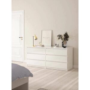 Mueble de 6 cajones blanco brillante de Dmora - Almacenamiento Mueble de 6 cajones blanco brillante de Dmora - Almacenamiento
