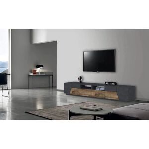 Mueble de TV modular DMORA - Pizarra y Arce - 260x43h46 - Hecho en Italia Mueble de TV modular DMORA - Pizarra y Arce - 260x43h46 - Hecho en Italia