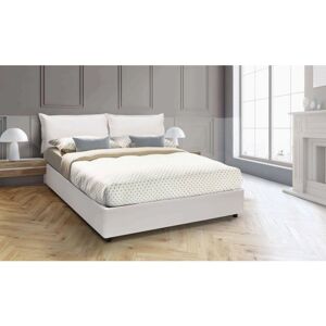 DMORA Dlapalm - Cama con almacenaje en ecopiel - 160x190cm - Blanco DMORA Dlapalm - Cama con almacenaje en ecopiel - 160x190cm - Blanco