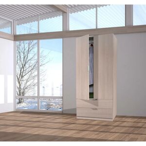 DMORA Burbank Armario - 2 Puertas, 2 Cajones, Madera Laminada, 81x52h180 cm DMORA Burbank Armario - 2 Puertas, 2 Cajones, Madera Laminada, 81x52h180 cm