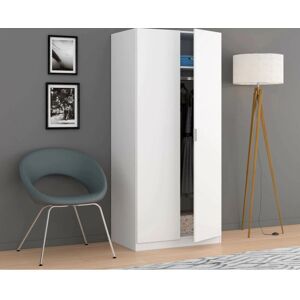 Armario Dleon de Dmora - 2 Puertas, Estantes y Barra, Blanco - Mueble de Dormitorio Armario Dleon de Dmora - 2 Puertas, Estantes y Barra, Blanco - Mueble de Dormitorio